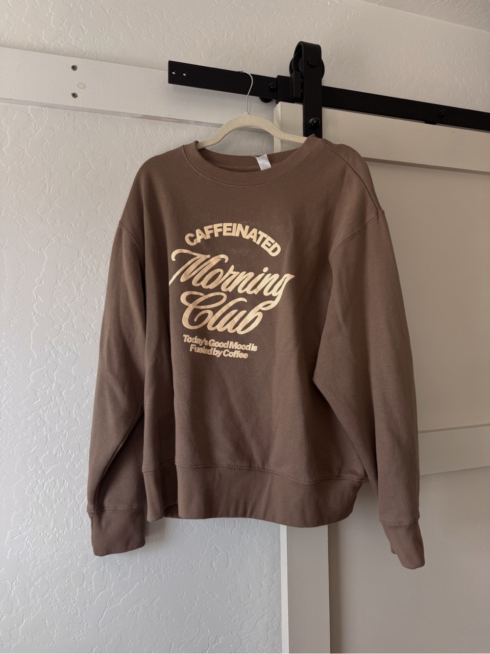 Caffeinated Morning Club Brown Crewneck Sweatshirt